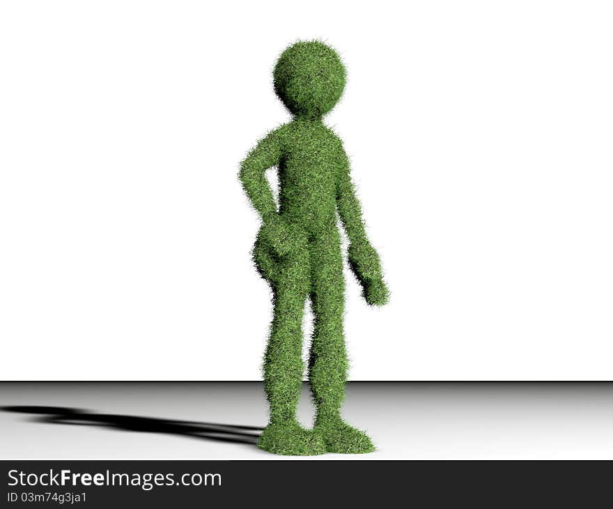 Grass man on white background