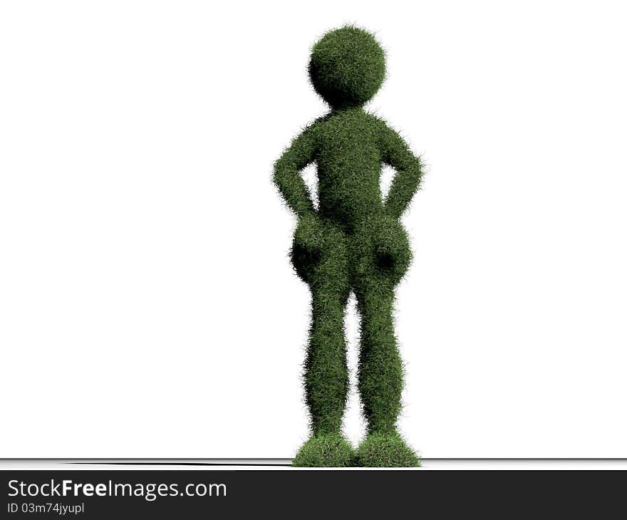 Grass man on white background