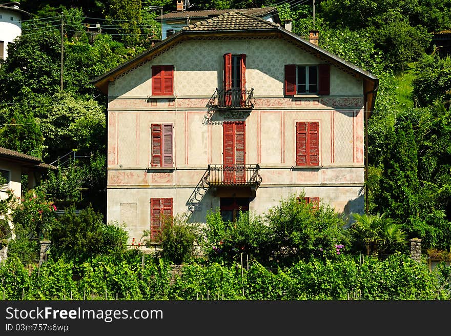 House on the shore of lake Lugano Ticino Switzerland