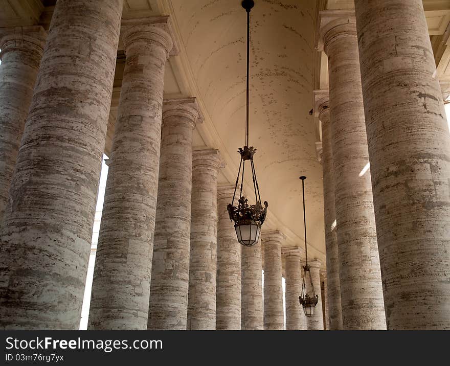 Corridor with a long row of columns. Corridor with a long row of columns