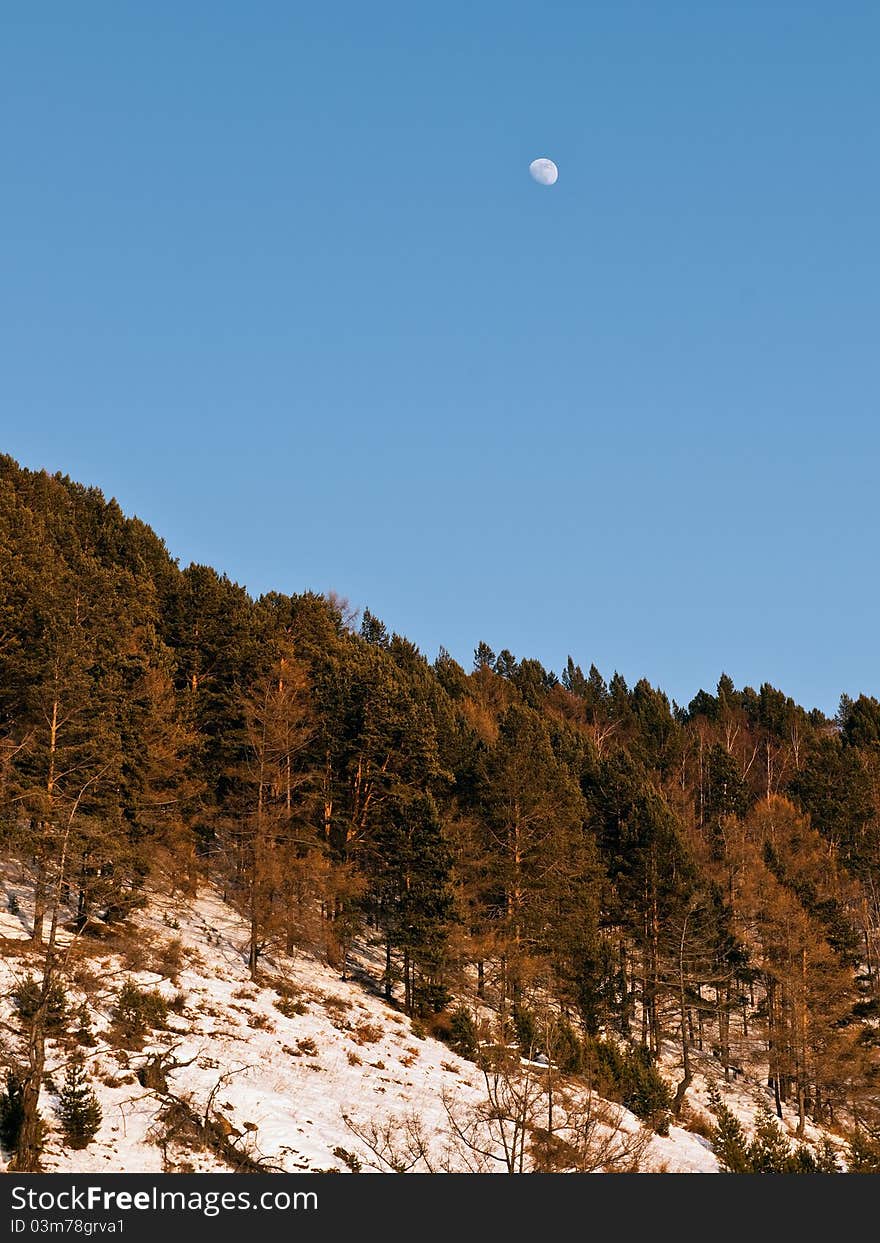 Baikal lake winter snow view