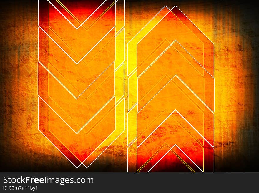 Modern orange arrows grunge background