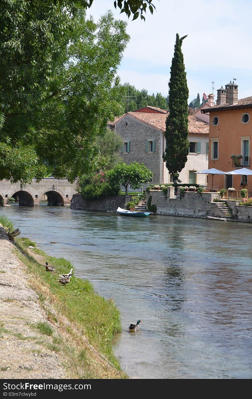 The view of borghetto sul mincio, a typical little village near Verona. The view of borghetto sul mincio, a typical little village near Verona