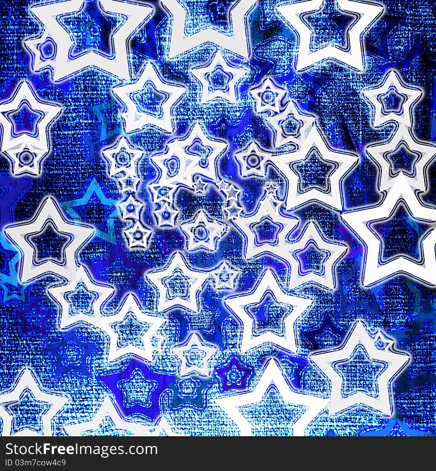 Glowing stars on a blue grunge background. Glowing stars on a blue grunge background