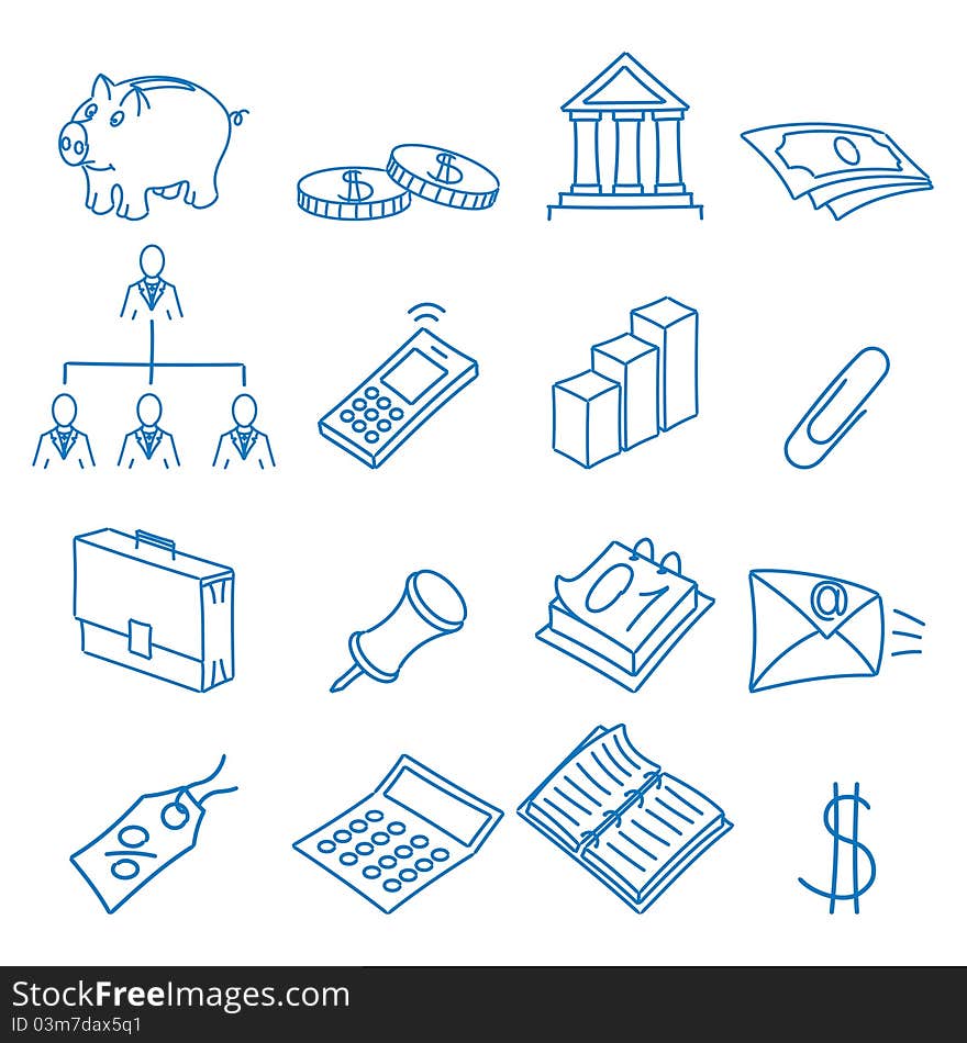 Vector illustration of icons on the economy