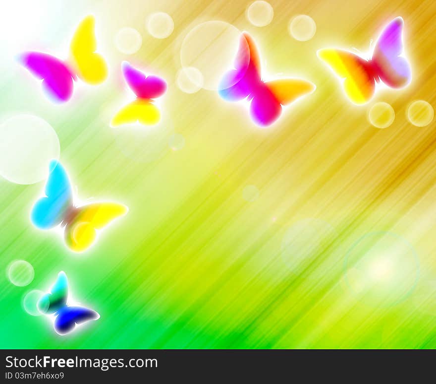 Abstract a colorful butterfiles background