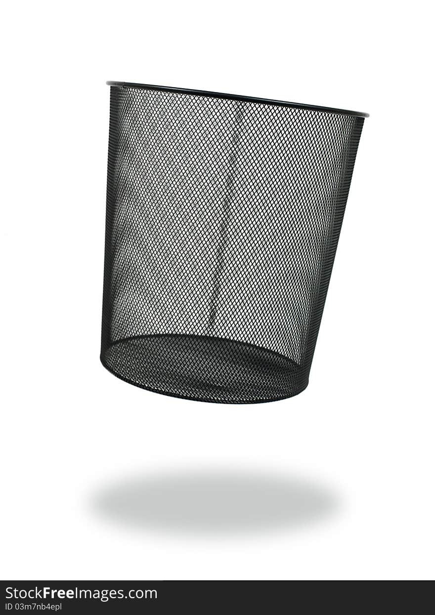 A trash bin on a white background