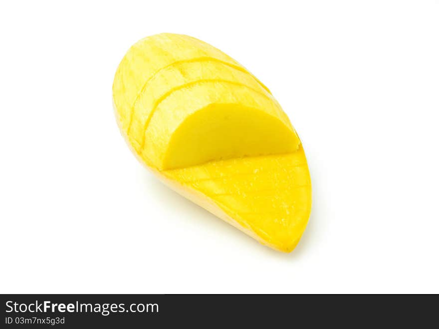 Mango is the fruit flavor. When ripe, the skin is yellow and sweet.