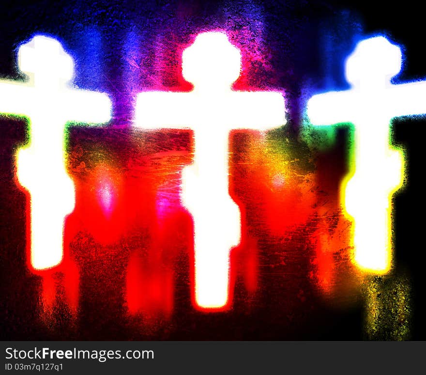 Glowing cross on a grunge background