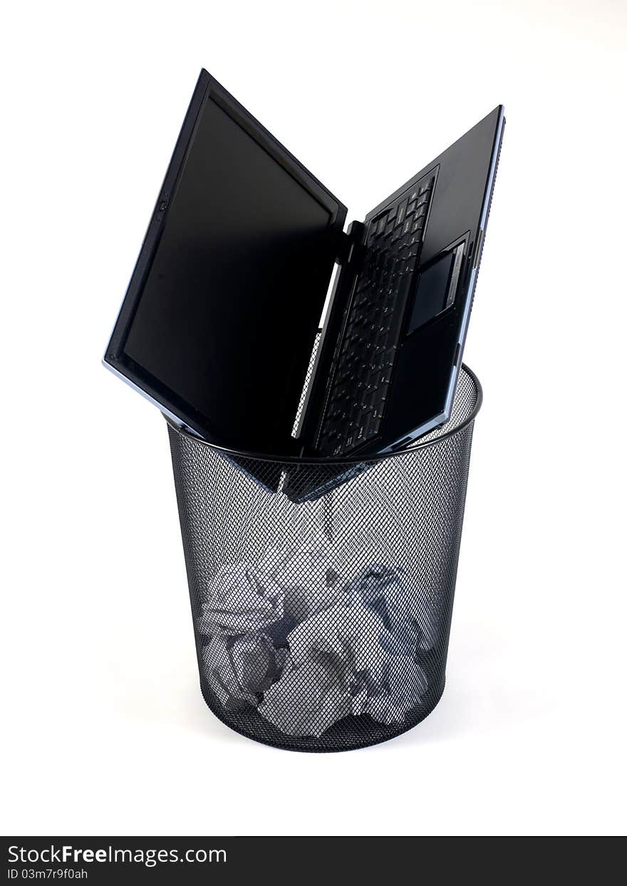 A trash bin isolated against a white background