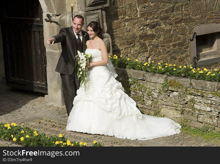 A couple after the wedding ceremony