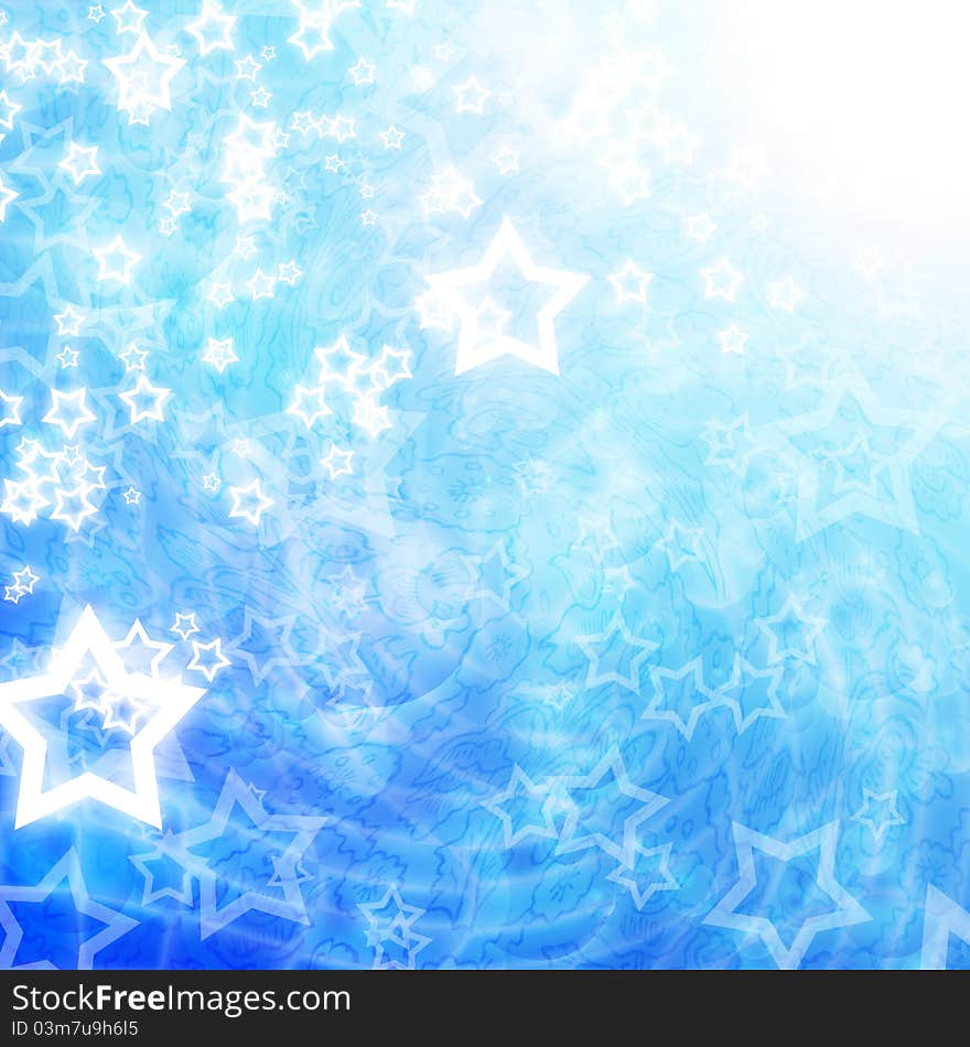 Glowing stars on blue background