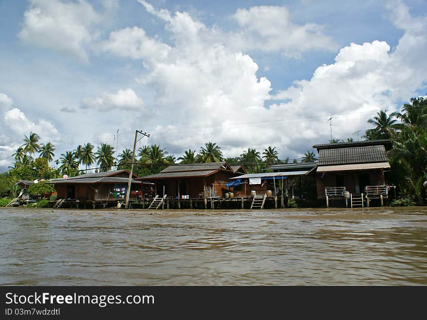 River houses in Thailand