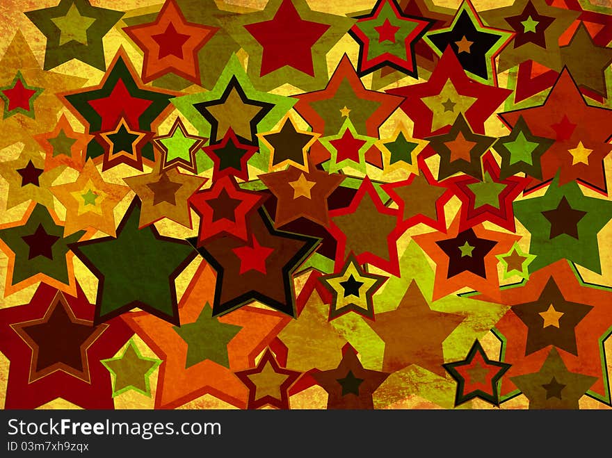 Grunge Background With Stars