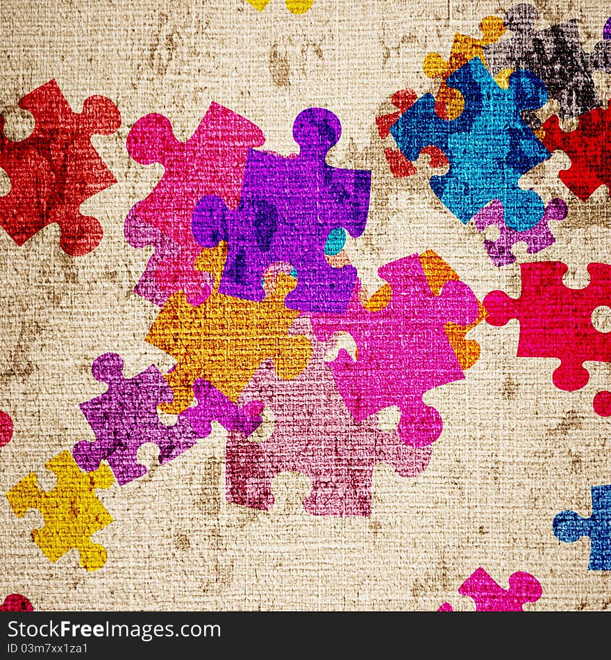 Grunge background with colourful puzzles. Grunge background with colourful puzzles