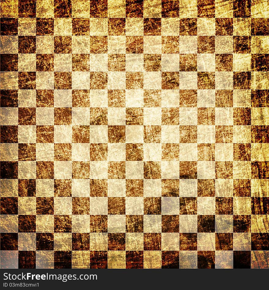 Abstract grunge scratched chessboard background