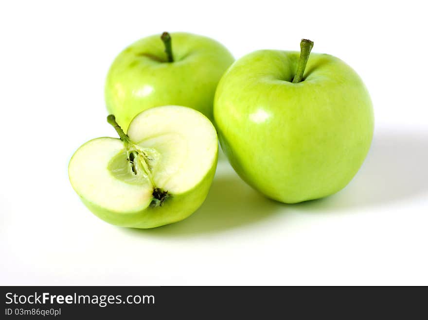 Green apples isolated on a white background