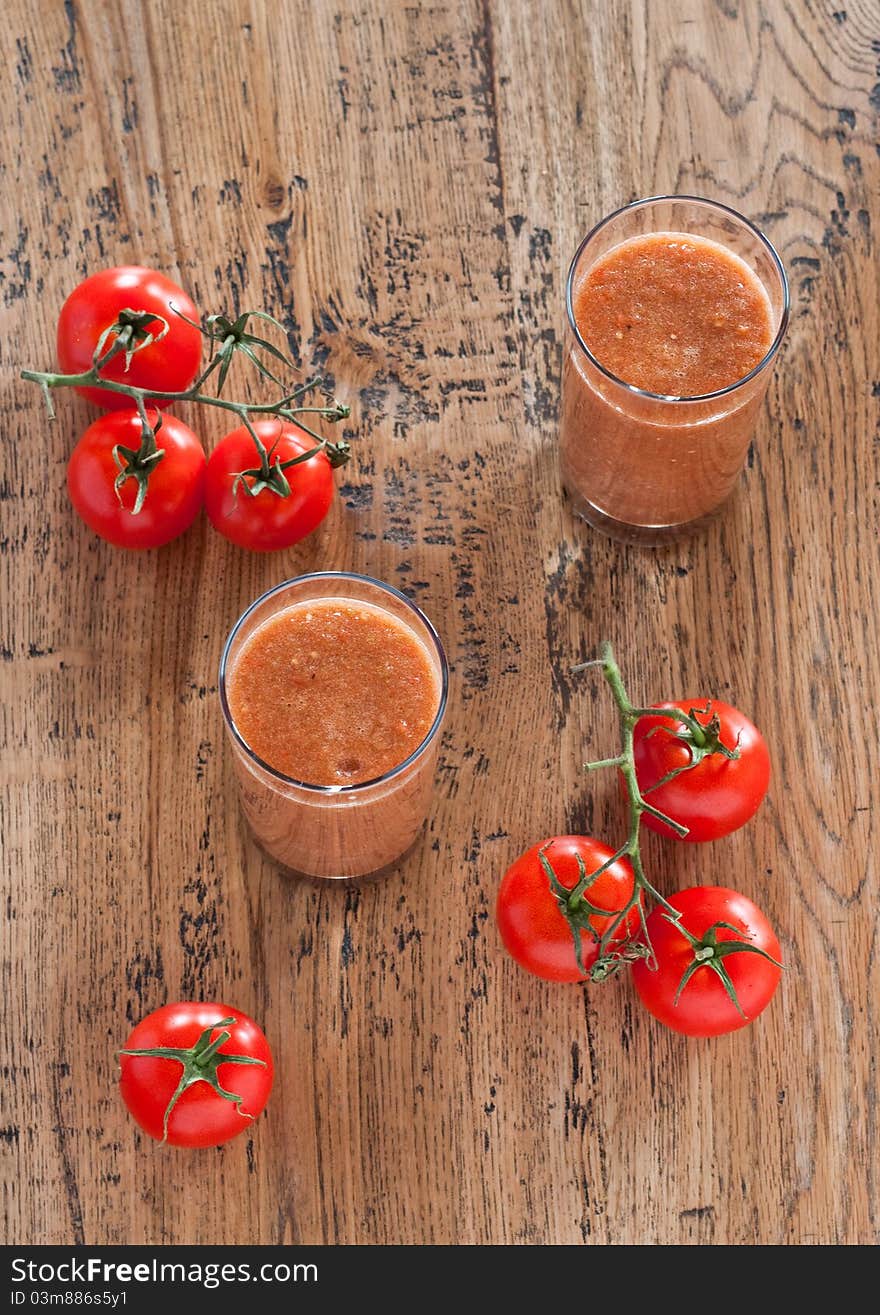 Gazpacho In The Glasses With Tomatoes