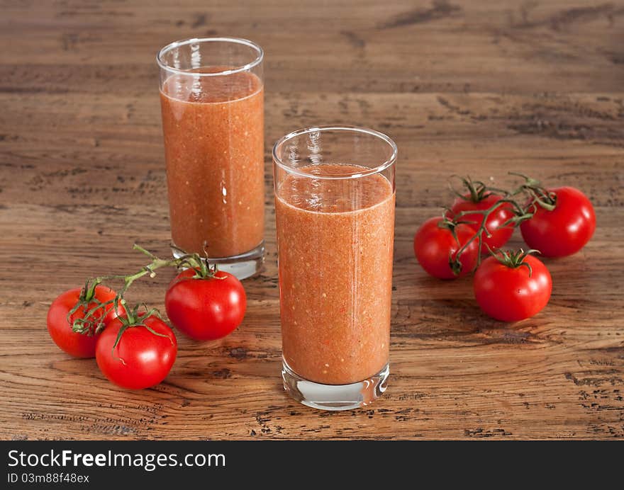 Gazpacho In The Glasses With Tomatoes