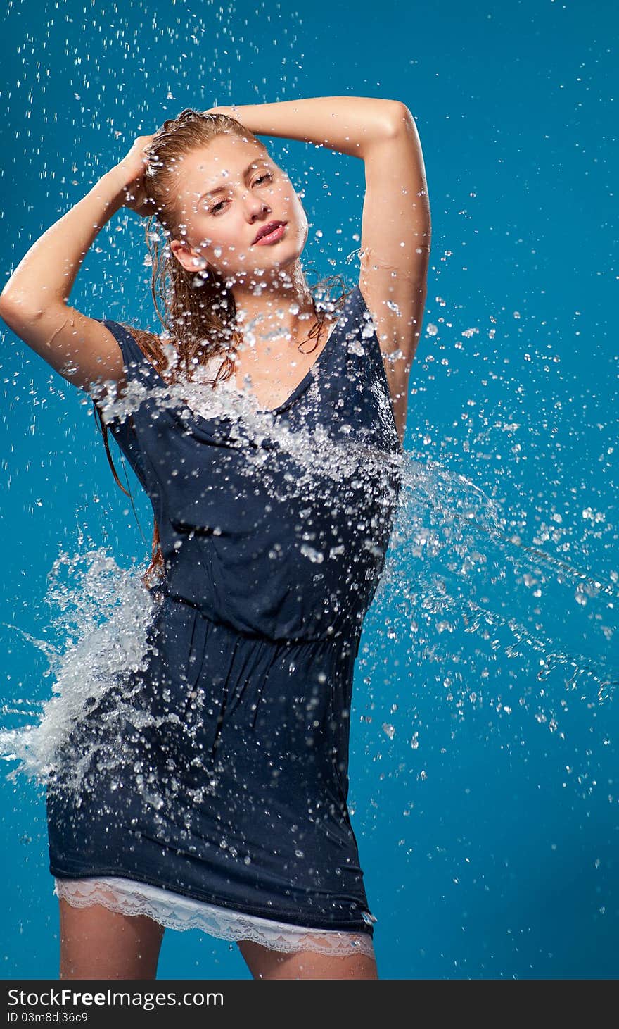 Woman in wet clothes