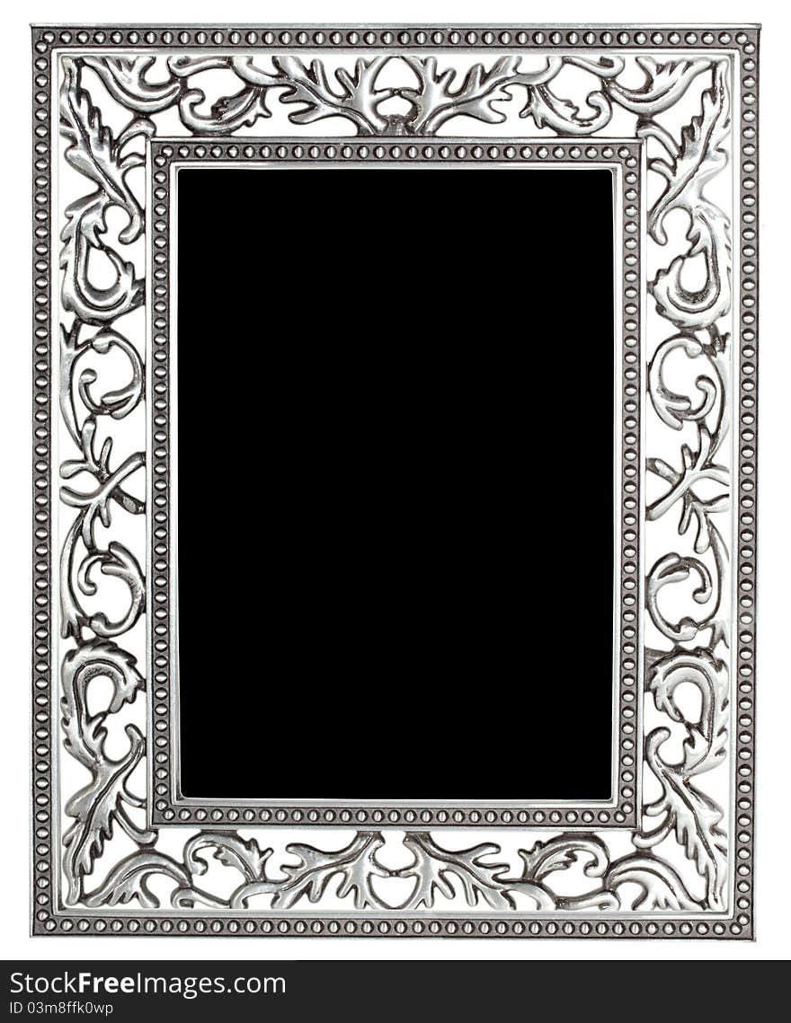 Antique silver frame isolated with clipping path