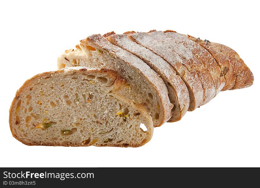 Fresh mexican bread with chilli pepper sliced isolated on the white background. Fresh mexican bread with chilli pepper sliced isolated on the white background