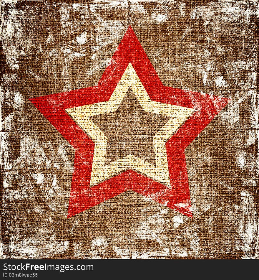 Star on grunge canvas background. Star on grunge canvas background