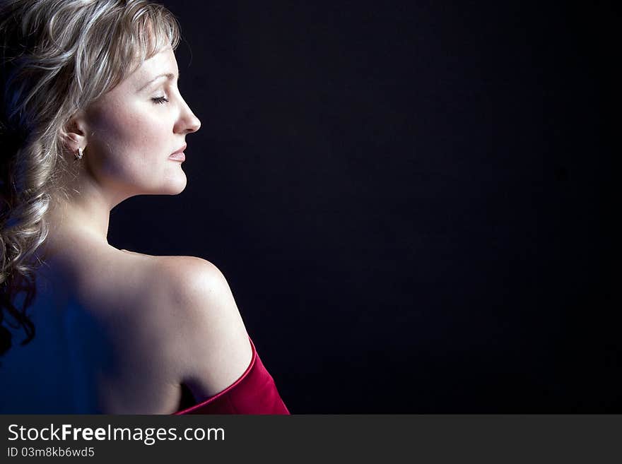 Portrait of beautiful woman in studio