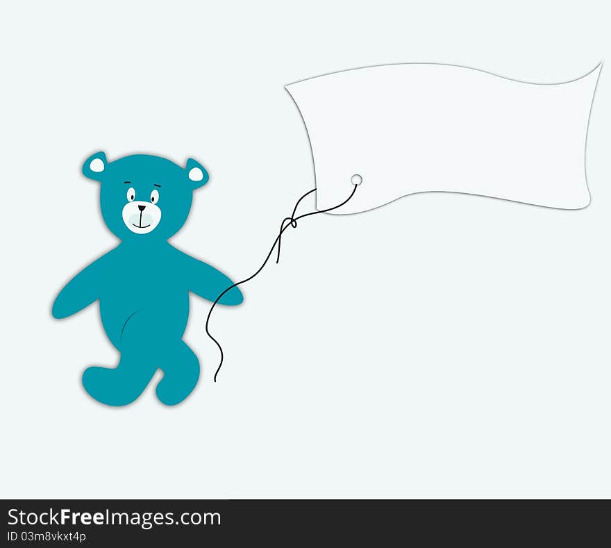 Funny bear holding an advertisement paper