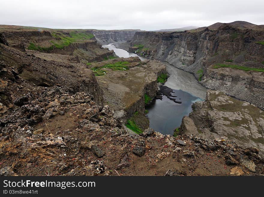 Hafragilsfoss waterfall in Iceland