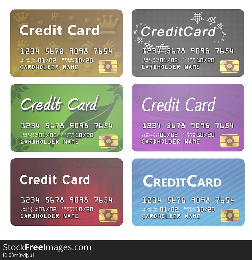 Ilustration of different credit card. Ilustration of different credit card