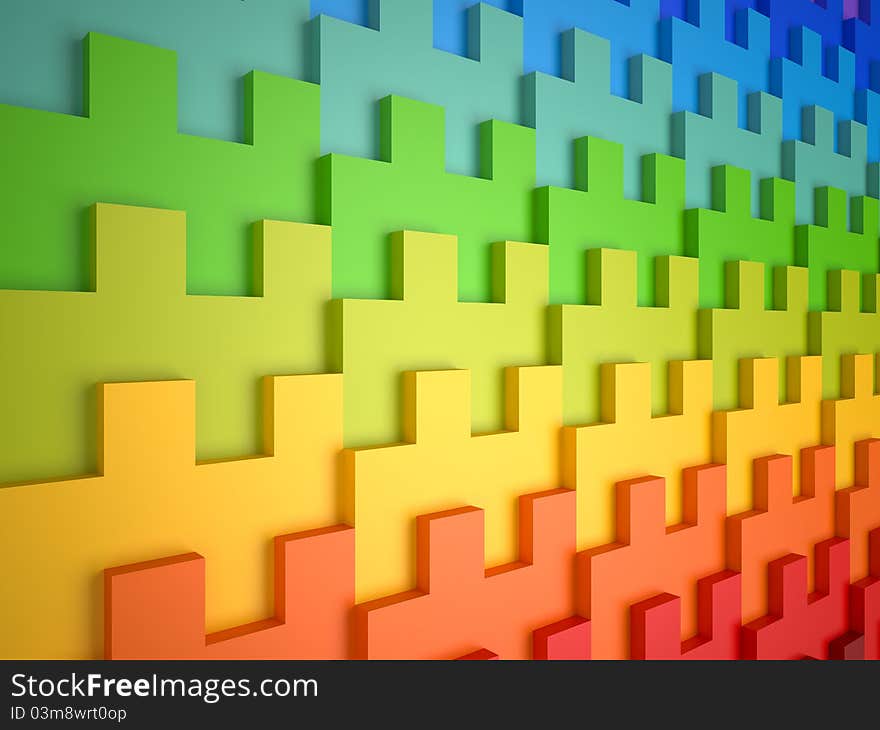 Rainbow colors on a wall with repetitive geometric pattern. Rainbow colors on a wall with repetitive geometric pattern