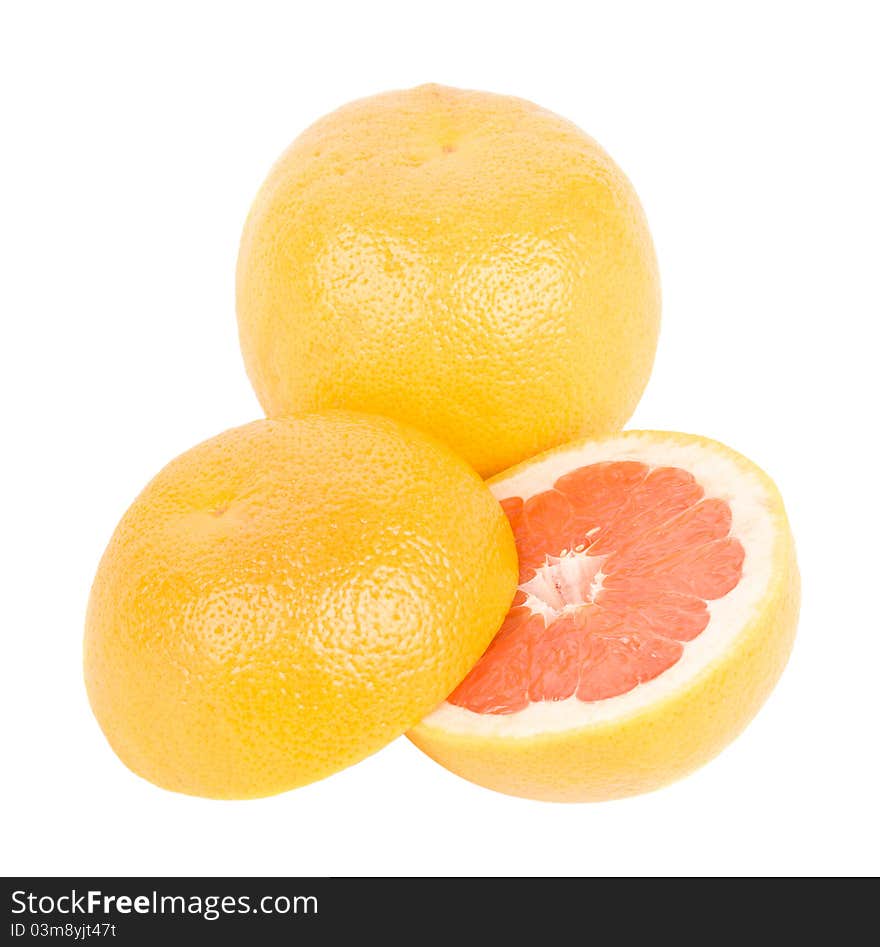 Close-up red grapefruit, isolated on white