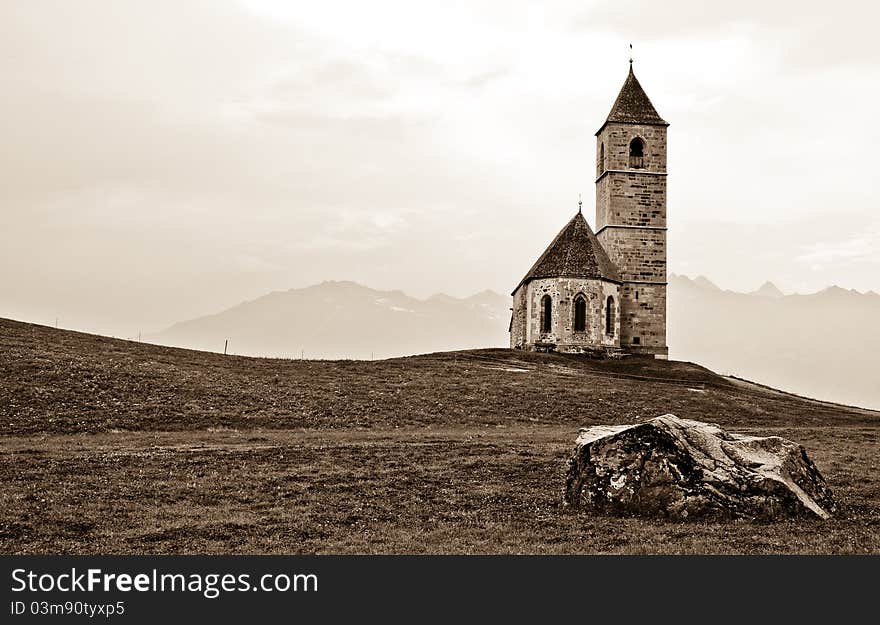 Very old church on the mountain in Italy. Very old church on the mountain in Italy