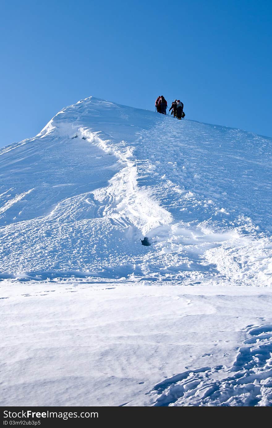 Climbers on glacier