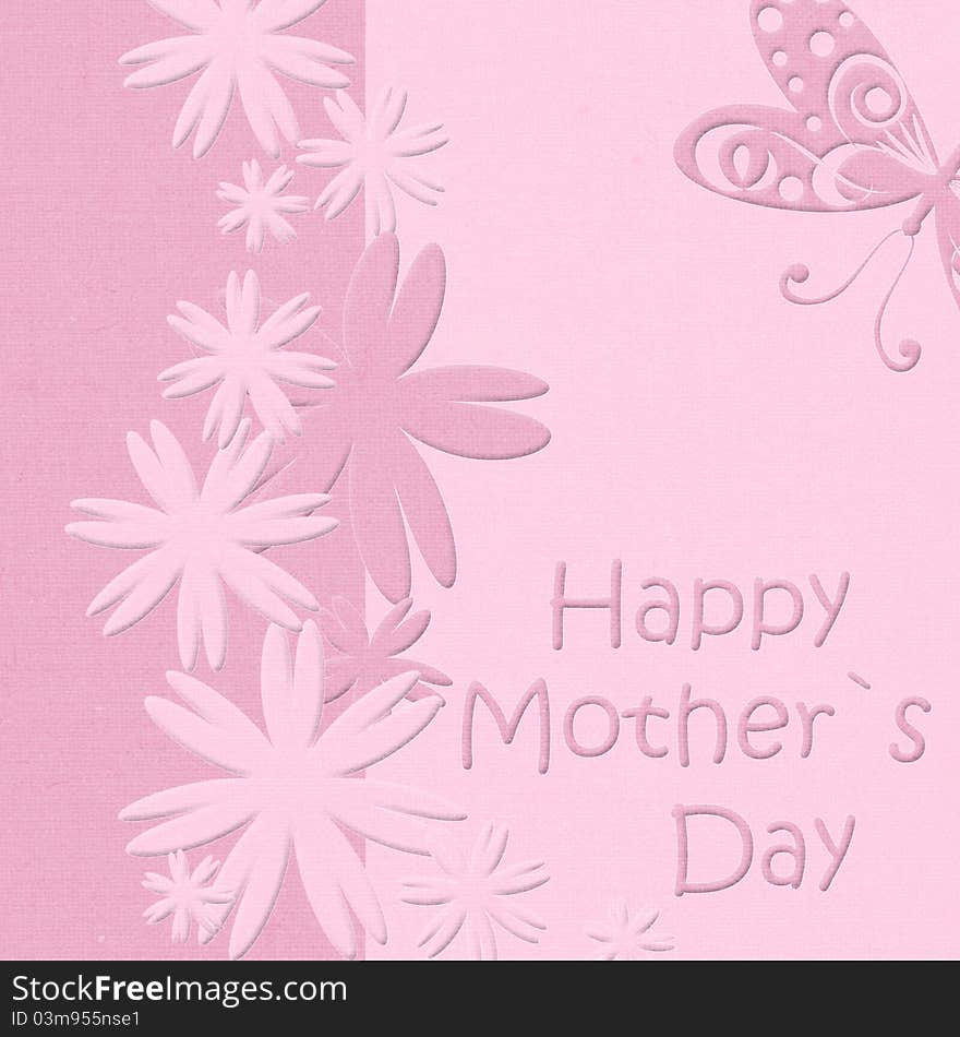 Happy Mother's Day greeting card with flowers and butterfly