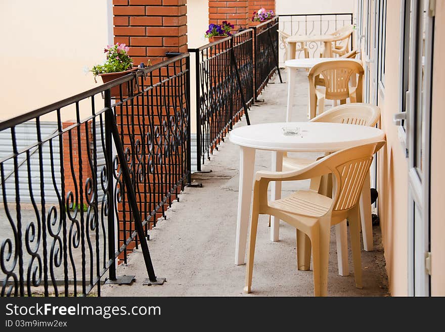 Chairs In The Balcony Of Hotel Room