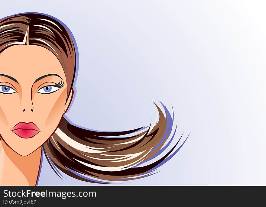 Face part of beautiful woman on natural blue background With a place for your text. vector. Face part of beautiful woman on natural blue background With a place for your text. vector