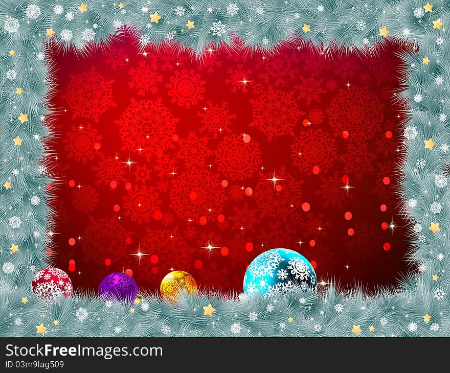 Christmas background with baubles and christmas tree. EPS 8 file included. Christmas background with baubles and christmas tree. EPS 8 file included