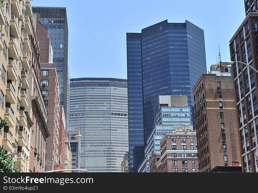 A shot of tall buildings in manhattan, usa. A shot of tall buildings in manhattan, usa