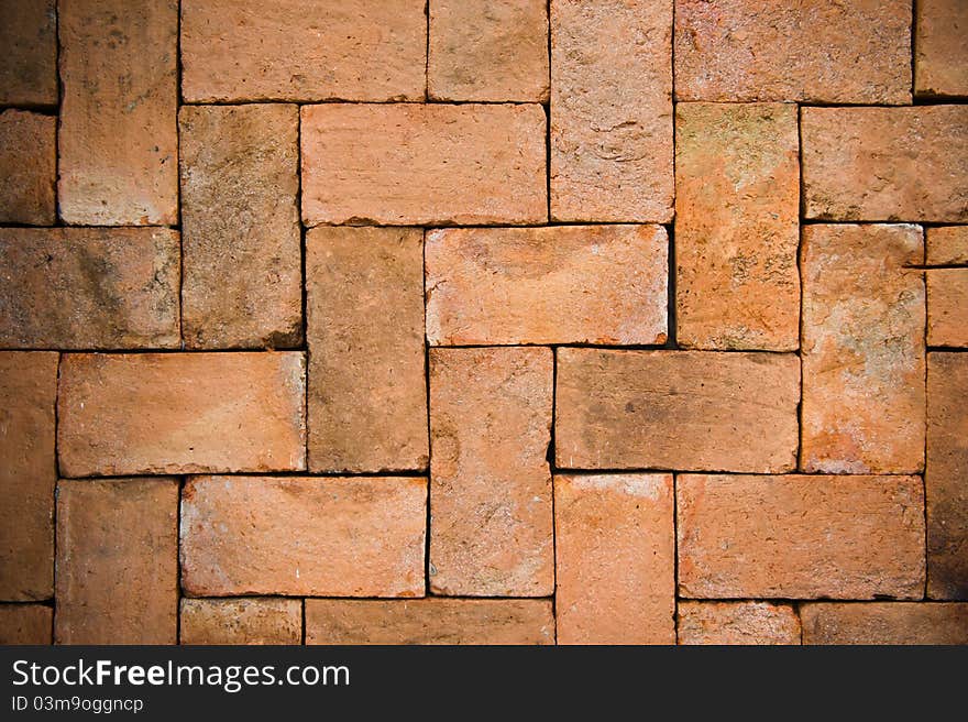 Old red brick wall background