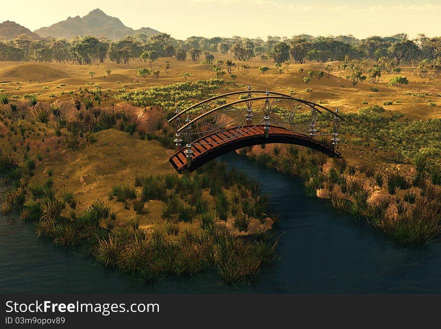 Fairy bridge over the river