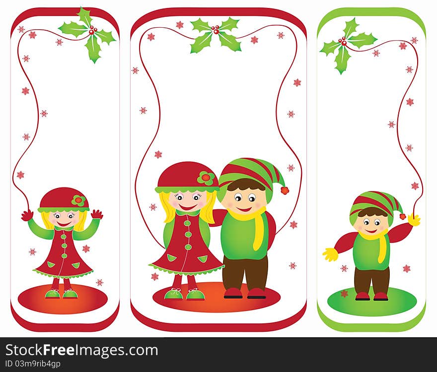 Christmas card background illustration balls ribbon snow red stars gift voucher tree snowman green gold human children tree santa claus. Christmas card background illustration balls ribbon snow red stars gift voucher tree snowman green gold human children tree santa claus