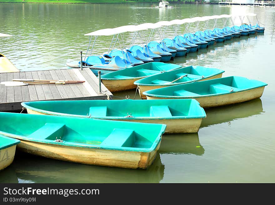 Rent rowboat at lumpinee park in thailand