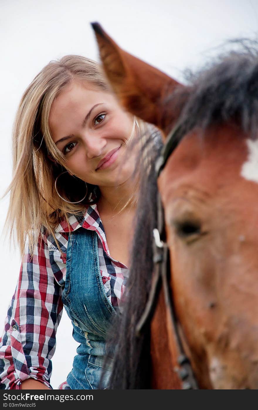 Girl And Her Handsome Horse