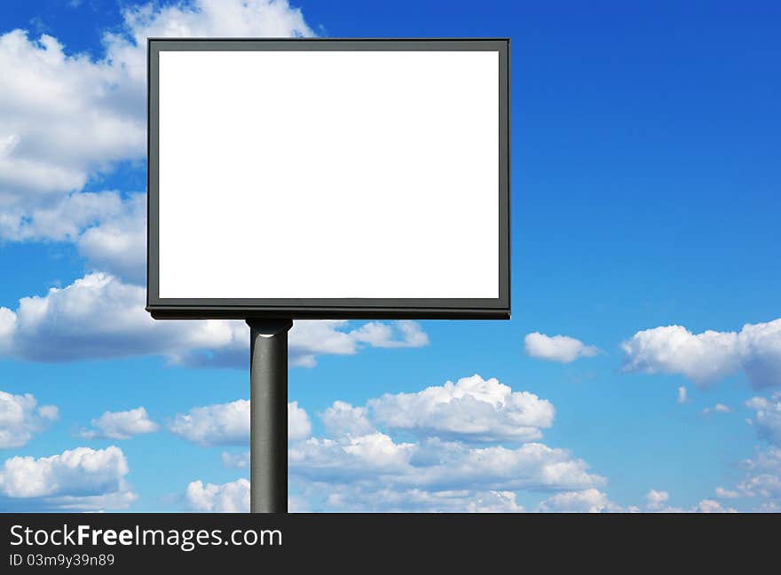 Blank billboard against blue sky, put your own text here