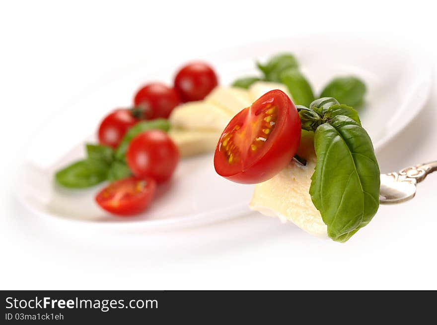 Mozzarella with tomato and basil