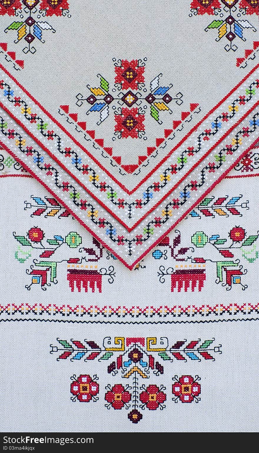 Colorful traditional Bulgarian embroidery handmade. Colorful traditional Bulgarian embroidery handmade