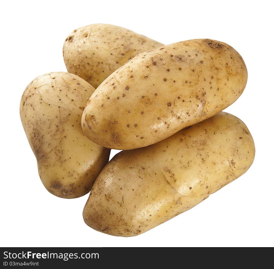 Close up fresh potatoes isolated on a white background. Close up fresh potatoes isolated on a white background.