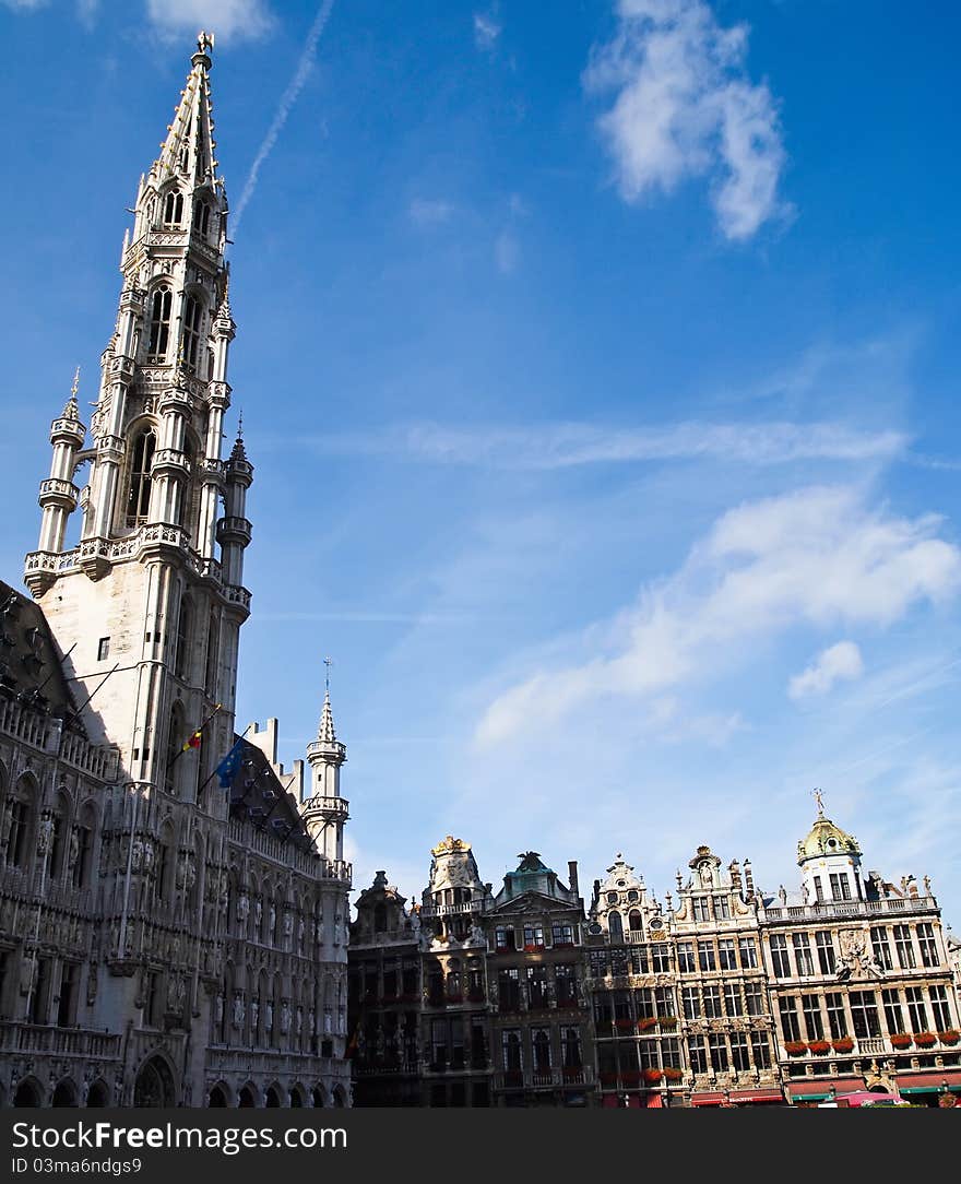 Middle of square Grand Place, Brussels, Belgium